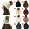 Women Girl Winter Knitted Hats Detachable Pom Poms Cross Hedging Ponytail Beanie / Skull Cap Crochet Hat 32 Styles