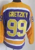 Mannen Retro Hockey Jersey 99 Wayne Gretzky Vintage Klassiek Geborduurd En Gestikt Zwart Wit Marineblauw Oranje Paars Geel Rood Thuis Sport Ademend Puur Katoen