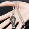 AFAWA Witchcraft Vulture Coffin Pentagram Inverted Cross Stainless Steel Necklaces Pendants Women Silver Color Jewelry N3315S021