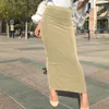 2021 Spring Summer Skirt High Waist Muslim Tight Bodycon Sheath Long Women Solid Stretchy Pencil S Streetwear Q0119