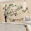 나무 3D 아크릴 미러 데칼 소파 TV 배경 벽 장식 DIY 가족 사진 프레임 스티커 201211