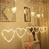 2.5M 138LED EU Plug en forme de coeur rideau de lumière chaîne de fées lumières de guirlande de Noël pour la fête de Noël lampe de décoration de mariage Y200903