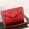 Frauen Umhängetaschen Handtasche Geldbörse Echtes Leder Hochwertige Schaffell Tasche Kette Schultergurt Metall Ornamente Reißverschluss Innentasche