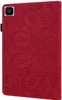 Case for Samsung Galaxy Tab A 8.0 Without S Pen Model (SM-T290 Wi-Fi, SM-T295 LTE), Embossed Flower PU Leather Card Slots Flip Stand Slim Case for Tab A 8.0 inch , Red