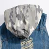 Nieuwe Vintage Design Heren Denim Vest Slim Fit Hooded Jacket Mouwloze Vest Mannen Rits Hole Casual Vest Jeans Vest