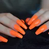 Falsas unhas simples suco de laranja caixão preto longo dicas artificiais de cor pura capa de menina de decoração de menina prud22