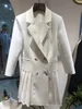 Robes décontractées Printemps Automne Double boutonnage Femmes Blazer Robe Bureau Dames Crantée À Manches Longues Plissée Slim Costume Femme Blanc