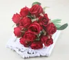 12 pz / lotto 25 cm fiori artificiali di seta rosa bouquet da sposa romantico fiori finti per la decorazione domestica di nozze forniture per feste al coperto AL8069