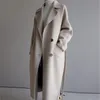 Inverno Beige Elegante misto lana Donna Moda coreana Nero Cappotti lunghi Vintage Minimalista Cappotto di lana Cammello Oversize Outwear 201216