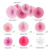 13pcs anniversaire pinwheels décorations de fête rose suspendus ventilateurs de papier fleur de mariage baby shower rose anniversaire fête fournitures Y200903