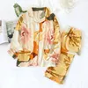 Damen-Pyjama, zweiteiliger Heimanzug für den Frühling, dünner langärmeliger Viskose-T-Shirt-Hosen, Nachtwäsche-Pyjama, Damen-Sommer-Baumwollanzug, X0526