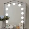 Makeup spegel glödlampa sträng (10 lampor) Led vit USB sticker på spegeln DIY dekor lampa bar sovrum