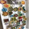 Bulk Lots 50pcs Vintage Colorful Enamel Alloy Women Rings Open Size Bronze Silver Mix Design Assorted Retro Rings Whole Party 241S