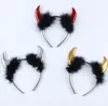 Kerstdecoraties Haar Hoop Devil Hoofdbanden Red Plush Ox Horn Halloween Cosplay Party Props Head Wear Dance Ball Verjaardagsstoffen1