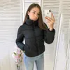 Parkas cortas de invierno para mujer, chaqueta de algodón a la moda, abrigo de burbuja con cuello estándar sólido negro, chaquetas acolchadas para mujer de otoño 201019