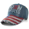 Cappello da baseball Biden con strass di cristallo Cappellino regolabile con visiera in denim Snapbacks Shine Diamond Biden Harris Bandiera USA Copricapo da cowboy E111802