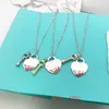 nyckel hjärta halsband kvinnlig rostfritt stål par stora blå rosa gröna hängsmycke smycken för nacke gåva för flickvän tillbehör grossist