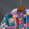 Harajuku Japonais Ukiyo E Coloré Patchwork Veste Hommes Hip Hop À Capuche Amovible Homme Streetwear Coupe-Vent Graffiti Manteau A9111 T200111