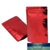 100st Red Stand Up Glossy Aluminium Folie Zip Lås Självtätning Packing Bag Vattentät Bönor Spannmålspåse