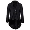 Mens Vintage Tuxedo Jacket Coat Solid Color Lapel Suit Evening Dress Autumn Winter Male Fashion Tops