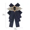 Jewelry Bow Crystal Brooches Pins Canvas Fabric Bowknot Tie Necktie Corsage Brooch for Women Clothing Dress Brooch