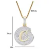 18k Gold Plaated Cookies Pendant Necklace Iced Out Cubic Zircon Mens Hip Hop Bling Wmtihm Whole2019