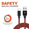 3ft 6ft USB -kabel typ C -kablar 2A Nylon flätad sladdfast laddare för iPhone Samsung Huawei Xiaomi mobiltelefon izeso