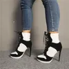 Big Size 47 Thin High Heels Shoes Woman Sexy Patchwork Party Autumn Winter Motorcycles Boots Women Shoes1