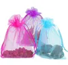 Sacchetti di gioielli all'ingrosso 7 * 9 cm Gioielli in organza mista Bomboniera per feste di nozze Sacchetti regalo di Natale Viola Blu Rosa Giallo Bla