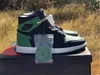최신 정통 1 높은 OG 시카고 골드 레드 블랙 발가락 홈 소나무 녹색 조각 흑요석 남자 야외 신발 상자 상자