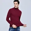 패션 - 새로운 남자 가을 겨울 터틀넥 스웨터 남성 자카드 스웨터 섹시한 풀 오버 슬림 맞는 솔리드 컬러 양모 니트 풀오버