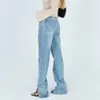 Straight Jeans for Women High Waist Classic Retro Sexy Boyfriend Pants Blue Loose Splits at Ankles Mom Denim Long Pante 201105