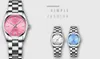 Montres à cadran rose pour femmes, étanches, de haute qualité, à quartz, robe élégante, en acier inoxydable, 2022