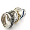 50pcs/lot Rotatable Chain Rings Punk Style Titanium Stainless Steel Flexible Spinner Link Casual Fraternal Rings Fashion Cool Jewelry