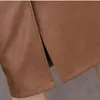 REALEFT Automne Hiver Ceintures Femmes PU Gaine En Cuir Midi Jupes Taille Haute Au Genou Wrap Jupes Avec Poche Saia Femme LJ200820