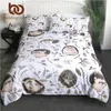 BeddingOutlet Hedgehog Colcha Cobertura Dos Desenhos Animados Crianças Conjunto de Cama Folha Coleada Brown Edredom Unicorn Animal Bedlinen 3 Pcs 201114