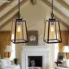 110-240V Wide Pressure American Wrought Iron Glass Chandelier E26 Interface Black Painted Gold Painted Dining Light Chain Length 1M