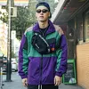 Men Hip Hop Streetwear Jacket Coat Retro Color Block Patchwork Harajuku Windbreaker Oversized Track Pocket Autumn 220301