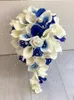 Coleção de Flores de Casamento Falso Calla Lily Lírios do Vale Buquê de Noiva em Cascata Estilo Cachoeira Flores Para Casamento280O