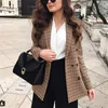 Women Plaid Blazers and Jackets Autumn Work Office Lady Brief Suit Female Fashion Slim Double Breasted Business Blazer Coats