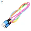 1M COLORURE MICRO USB CORDE FAST CORDE DE SYNC DONNÉES USB TYPE C POUR SAMSUNG XIAOMI Câbles de téléphone mobile 300PCS