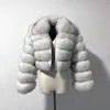 Kış tilki kürk ceket dikiş kısa yaka uzun kollu ceket kadınlar düğün aksesuarları s ila 4xl219u