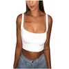 Women Summer Sexy Slim Sleeveless Tanks Tops Midriff Vest Crop Tops Short Female Tees Solid Color Cropped Tops 2021 T Shirts Y220304