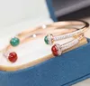 Luxueuse qualité ouvrir le bracelet avec diamant et pierre de nature en malachite et agate rouge pour femmes bijoux de mariage cadeau gratuit PS8269