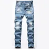 Męskie dżinsy Denim Mężczyźni Ripplate Elastyczne Retro Niebieskie Spodnie Długie Bawełna Wysokiej Jakości Slim Fit Skinny Hip Hop Jean Spodnie