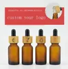 2021 5 10 15ml 30ml 50ml Frostat / Clear Amber Glass Dropperflaska med Bamboo Cap 1oz Essential Oil Bottle