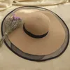 HT2504 Sun Hat Zomer Anti-UV Dame Wide Hoed Vrouwen Solide effen floppy Summer Straw hoeden voor vrouwen Vrouw Mesh Brim Beach Hat Y200602