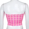 Heyoungirl Checkered без рукавов Sexy Camis Top Летняя пледа милые урожаи Tees розовые спинки спагетти ремешок верхняя уличная одежда LJ200818