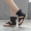 Sandálias casuais de jeans planas para mulheres Sandálias Gladiator Senhoras Sandálias de plataforma 2020 Sapatos de verão feminino Y200623
