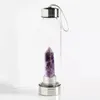 Naturlig quartz ädelsten glas vattenflaska direkt dricka koppar kristall obelisk wand helande wands flaska med rep kopp hh9-3682